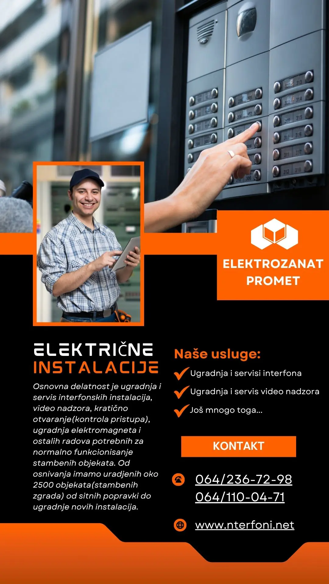 Interfoni, video nadzor, električne brave, kvake Elektrozanat Promet Beograd