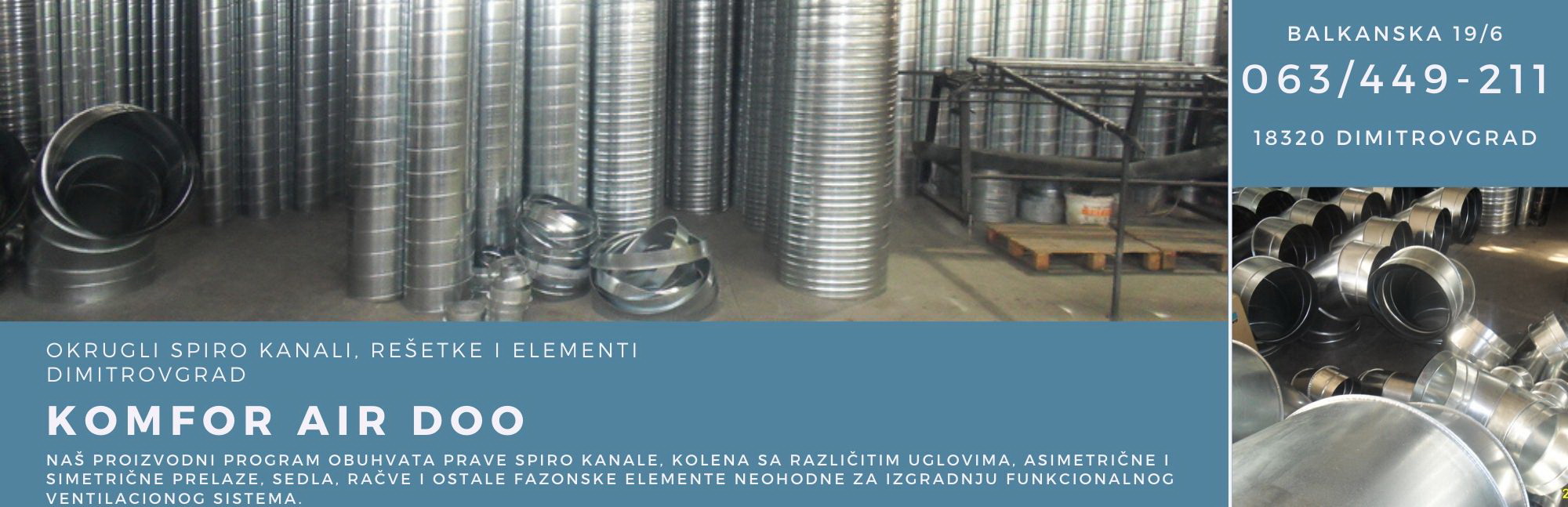 Komfor Air doo okrugli spiro kanali, rešetke i elementi Dimitrovgrad