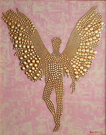-Dusko-Trifunovic-Golden-Angel-Tehnics-Metal-rivets-gold-plate-oil-on-canvas-120cm-x-100-cm